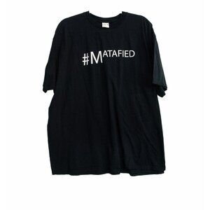 Anvil Organic Mens Black T Shirt Spell Out Matafied Pullover Short Sleeve 2XL